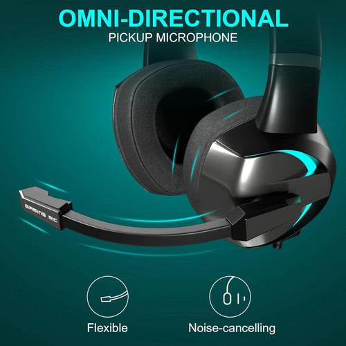 BEEXCELLENT GM-7 RGB Gaming Headset with 7.1 Surround Sound, Noise-Cancelling Microphone, and LED Lighting