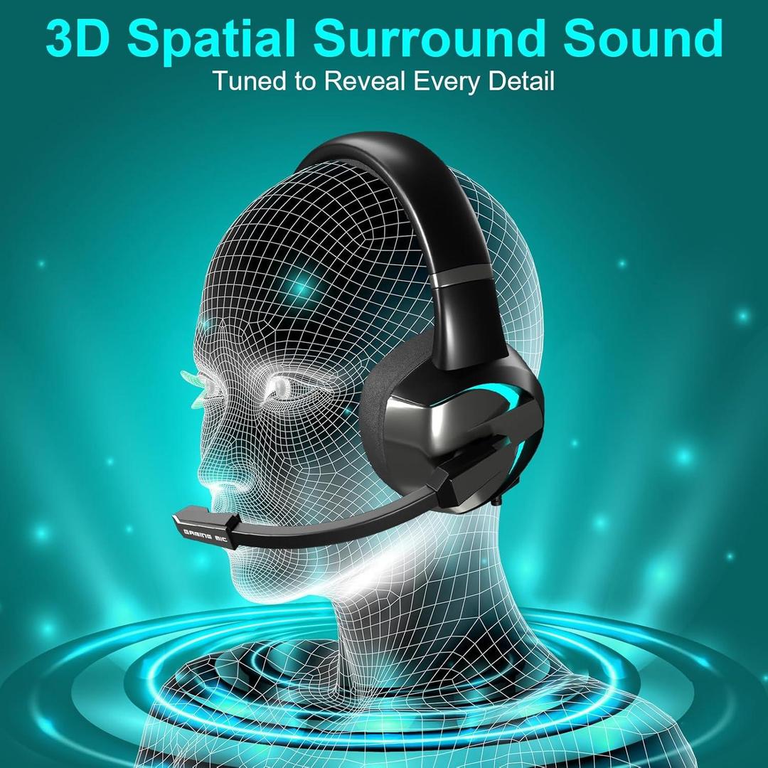 BEEXCELLENT GM-7 RGB Gaming Headset with 7.1 Surround Sound, Noise-Cancelling Microphone, and LED Lighting