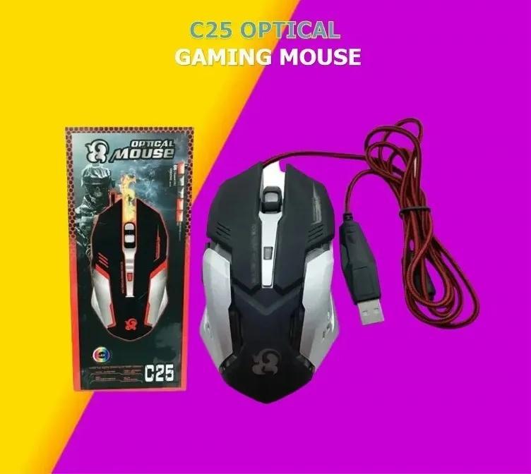 C25 Wired Optical Gaming Mouse, RGB LED, High Precision, USB Wired, Ergonomic, Comfort for PC Gamers